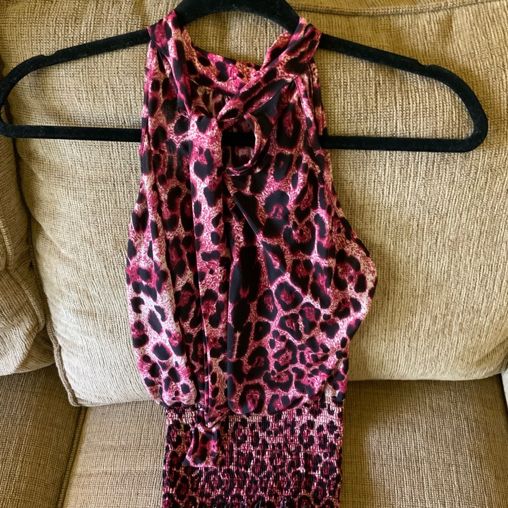 Cheetah/ Leopard print Hot Pink Dress Top - Picture 3 of 3